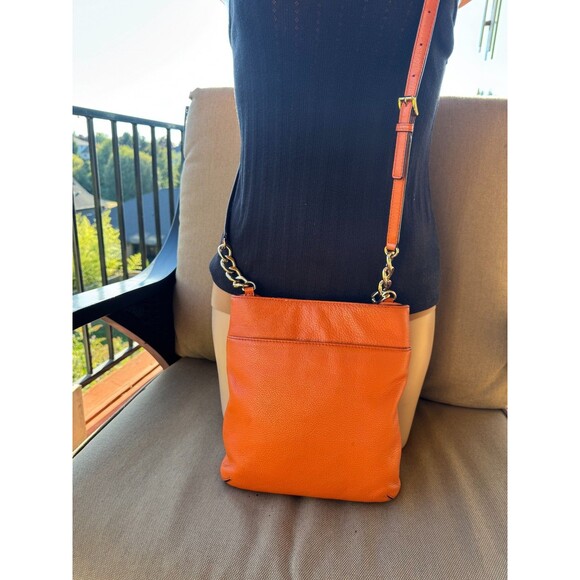 Michael Kors Orange Leather Hamilton Crossbody Bag - Picture 2 of 9